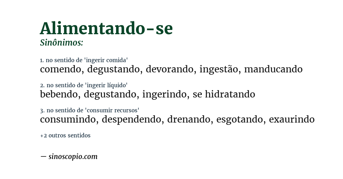 Sinônimo de alimentando-se