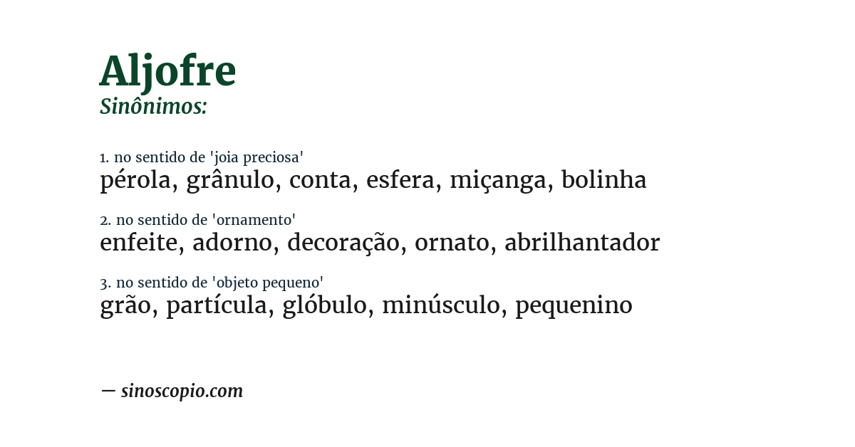 Sinônimo de aljofre