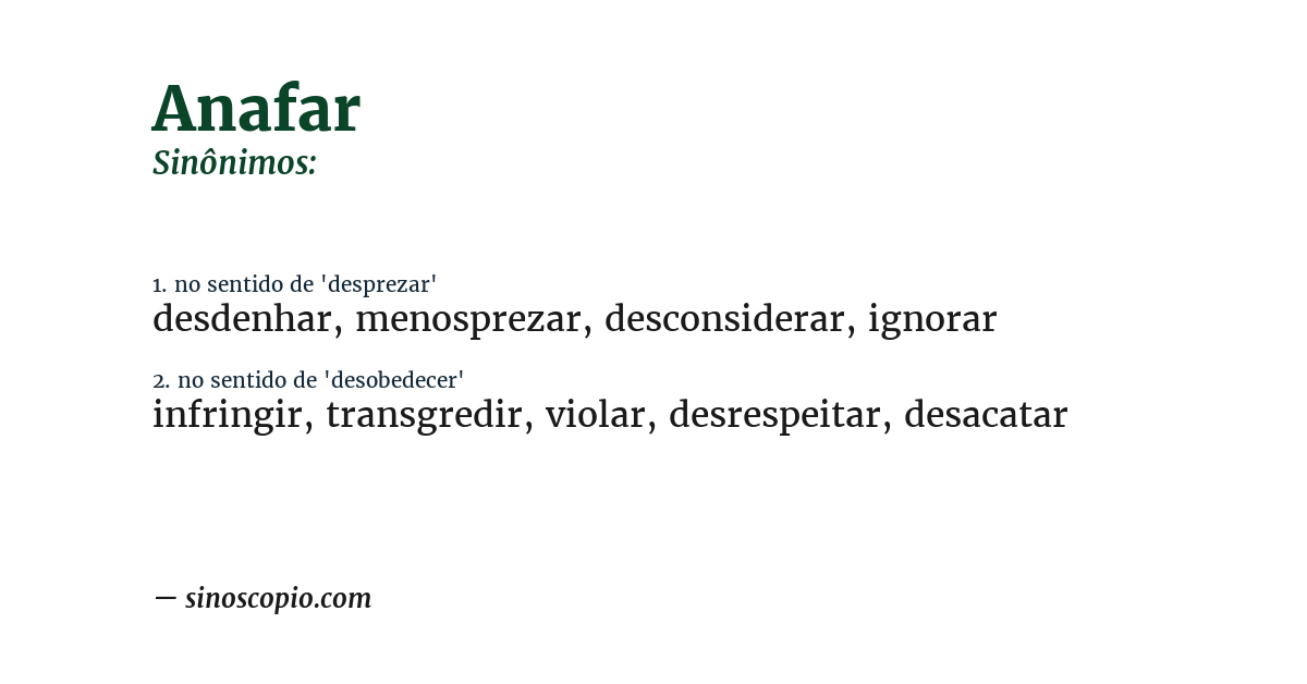 Sinônimo de anafar