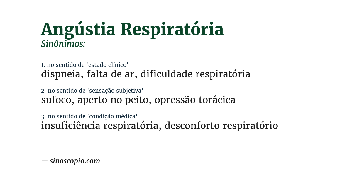 Sinônimo de angústia respiratória