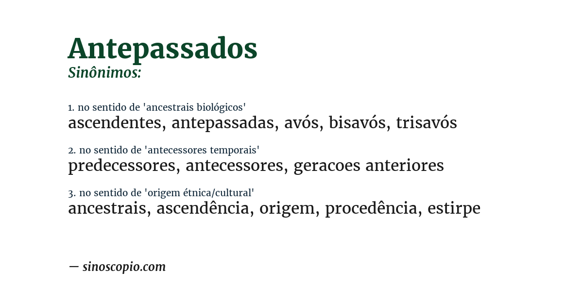 Sinônimo de antepassados