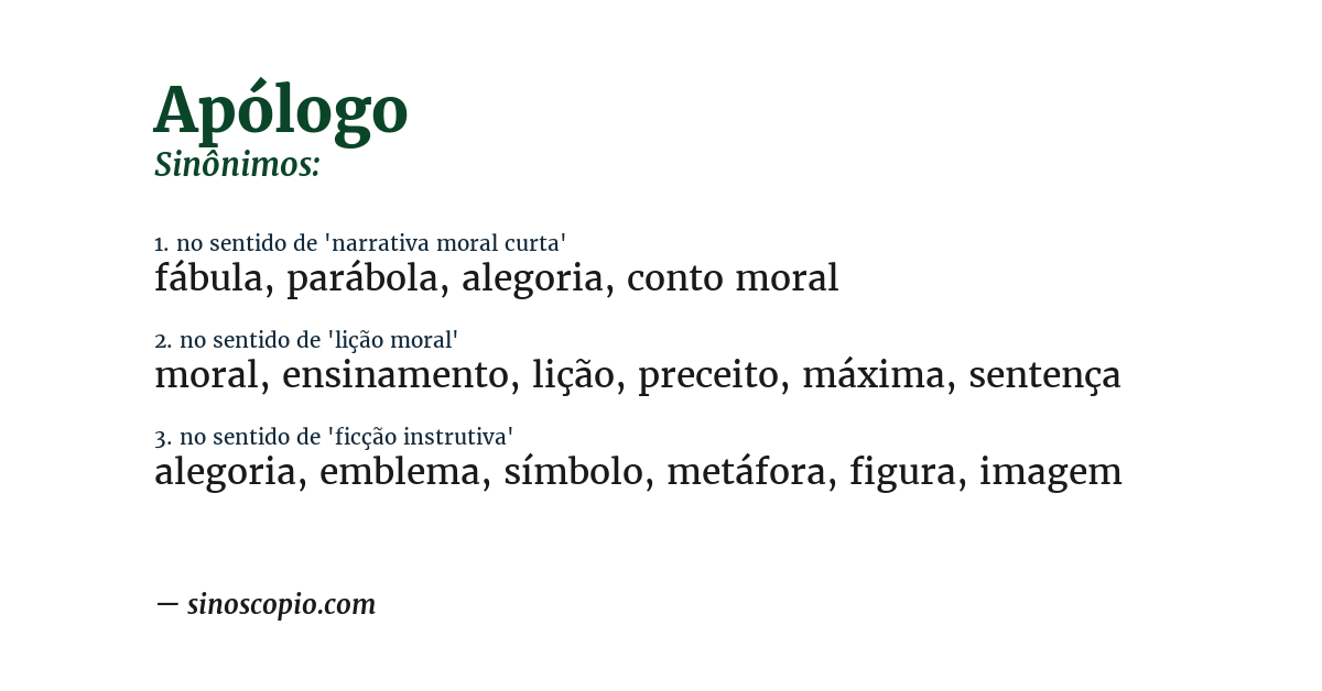 Sinônimo de apólogo