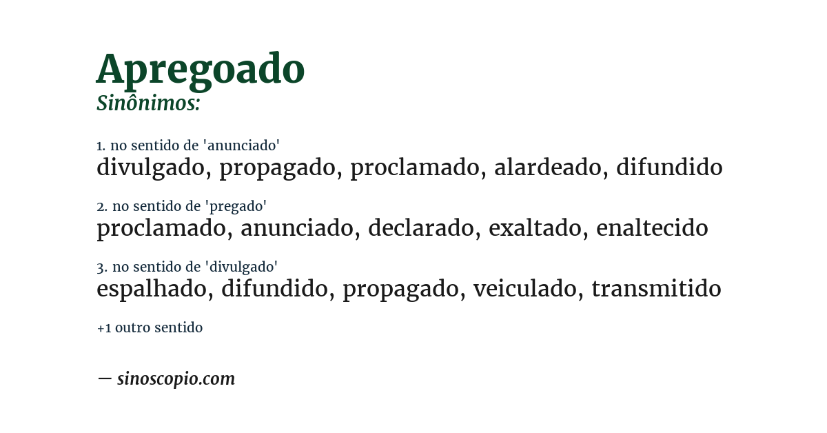 Sinônimo de apregoado