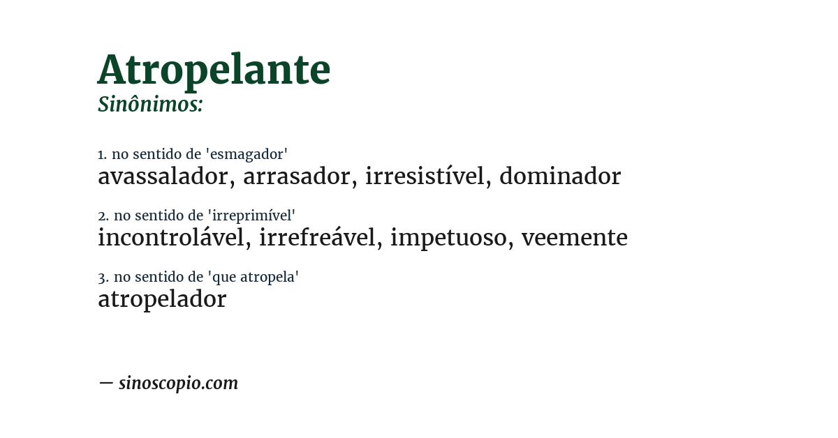 Sinônimo de atropelante