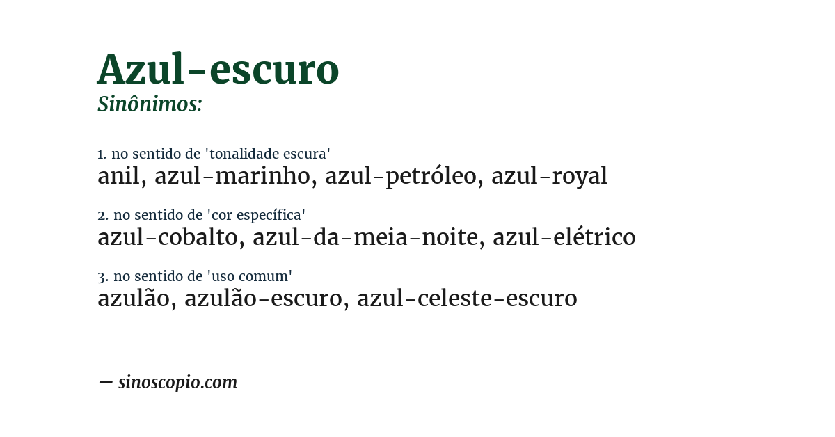 Sinônimo de azul-escuro