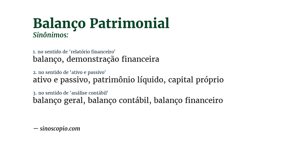Sinônimo de balanço patrimonial