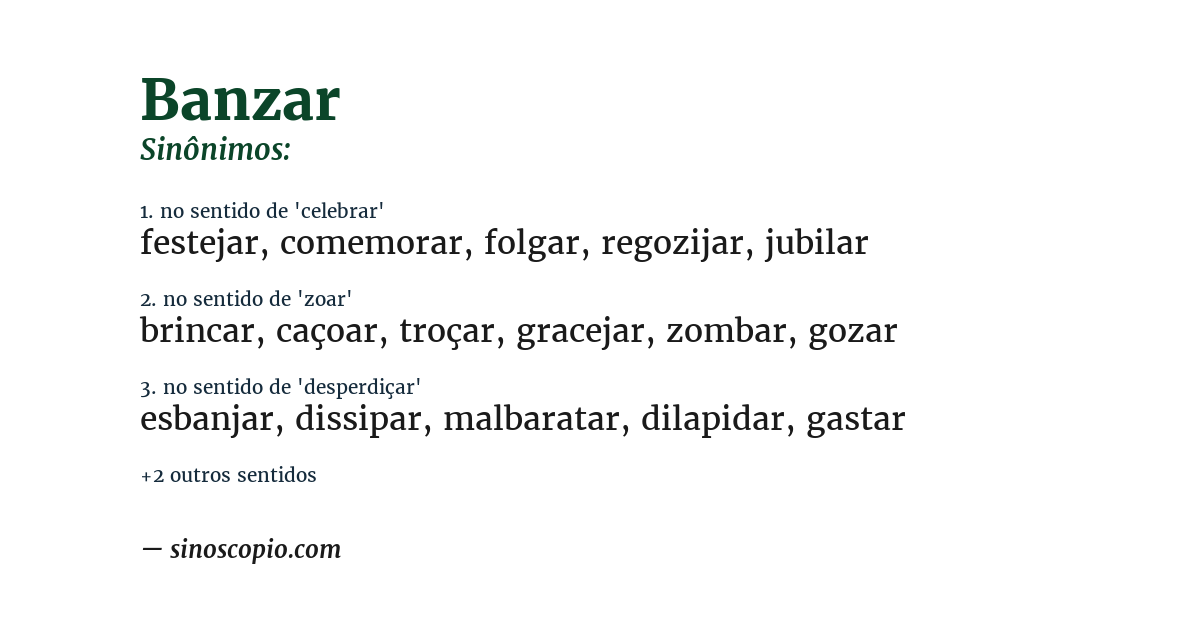 Sinônimo de banzar
