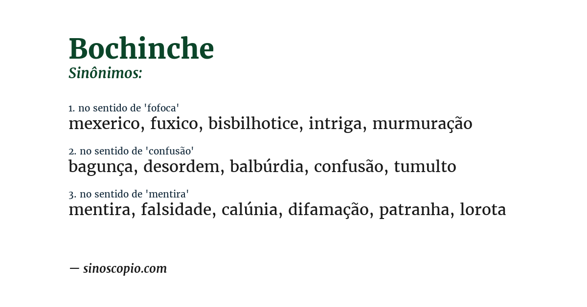 Sinônimo de bochinche