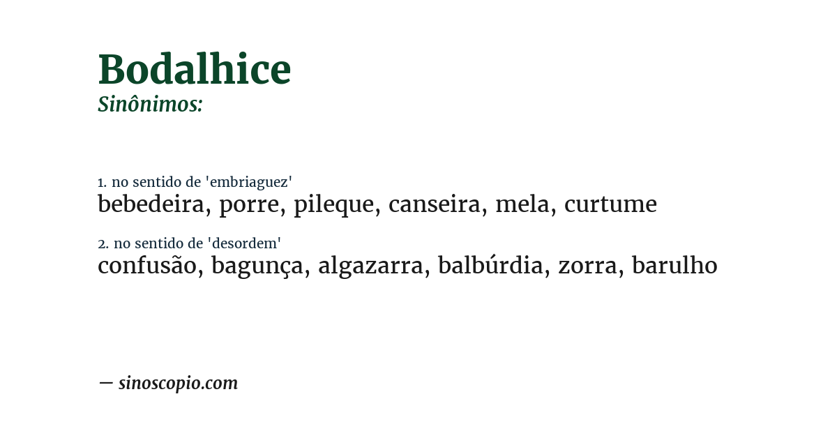 Sinônimo de bodalhice
