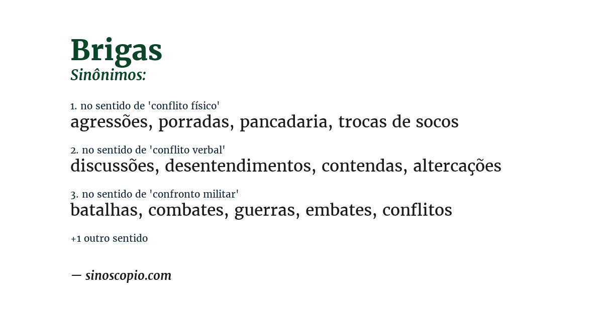 Sinônimo de brigas
