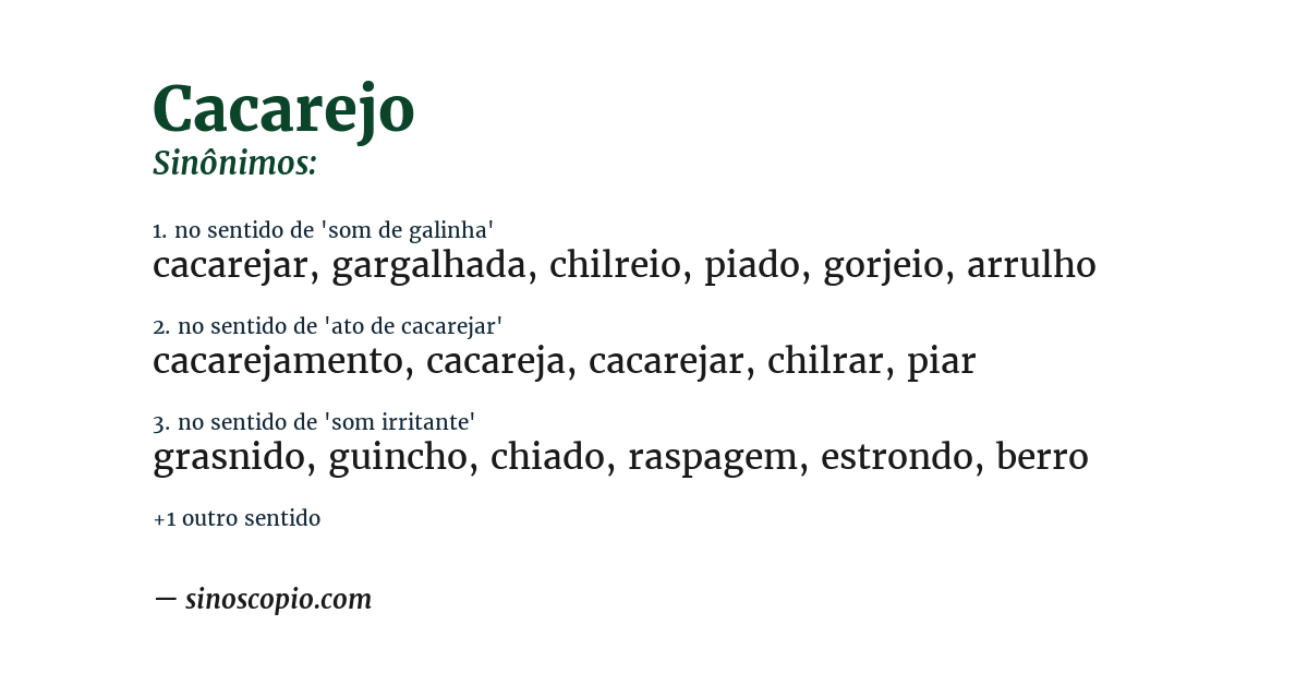 Sinônimo de cacarejo
