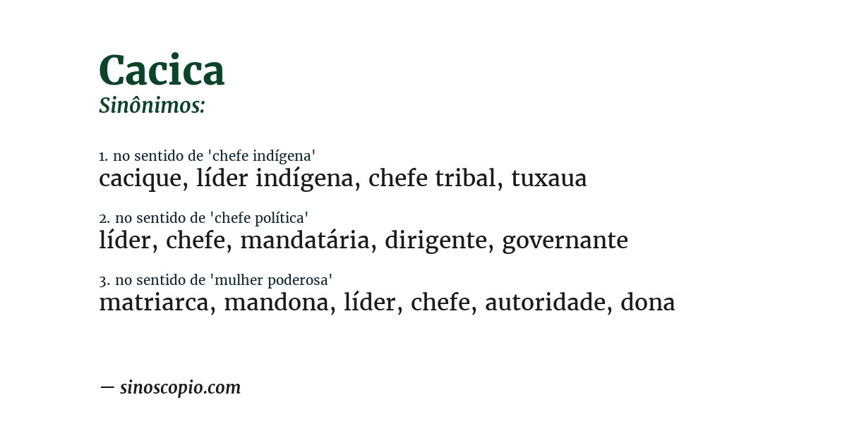 Sinônimo de cacica