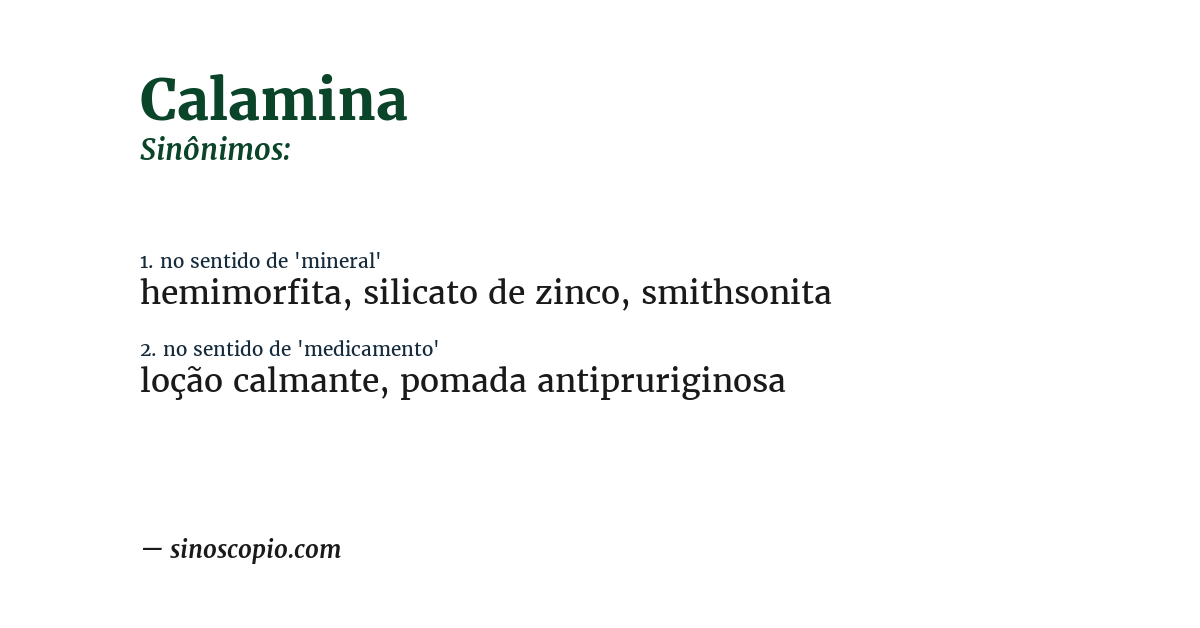 Sinônimo de calamina