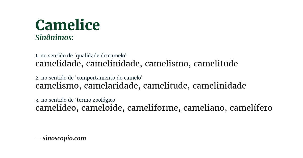 Sinônimo de camelice