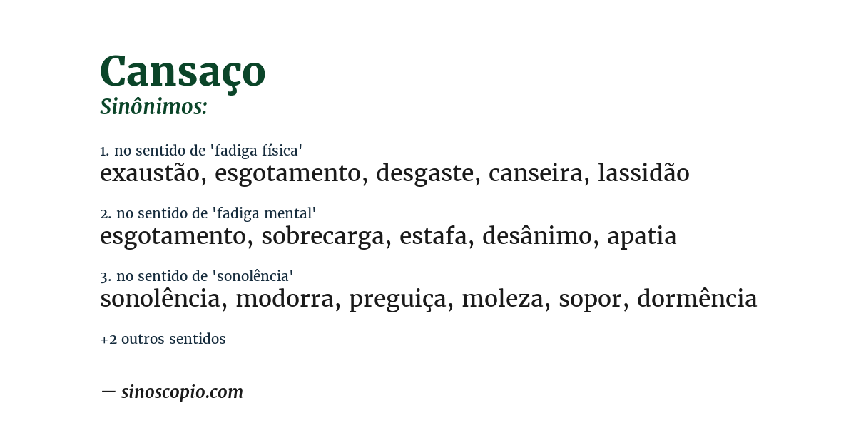 Sinônimo de cansaço
