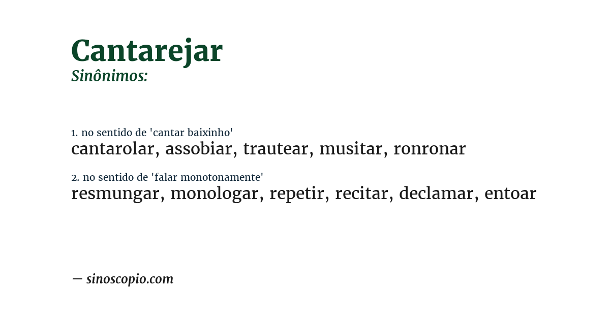 Sinônimo de cantarejar