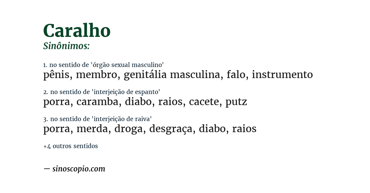 Sinônimo de caralho