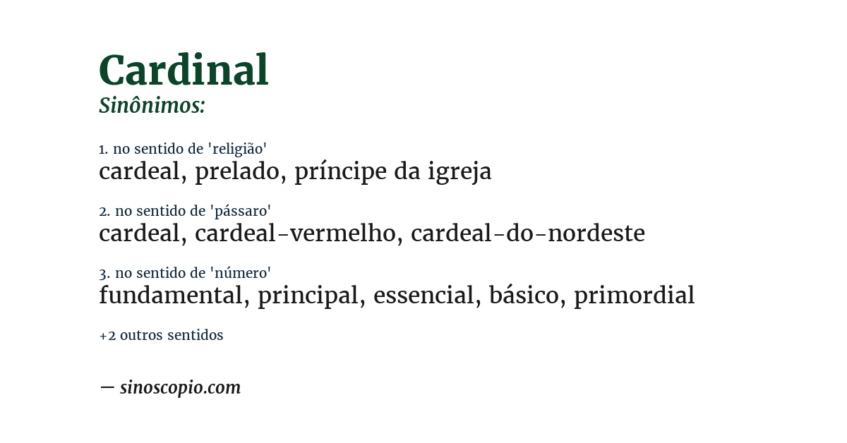 Sinônimo de cardinal