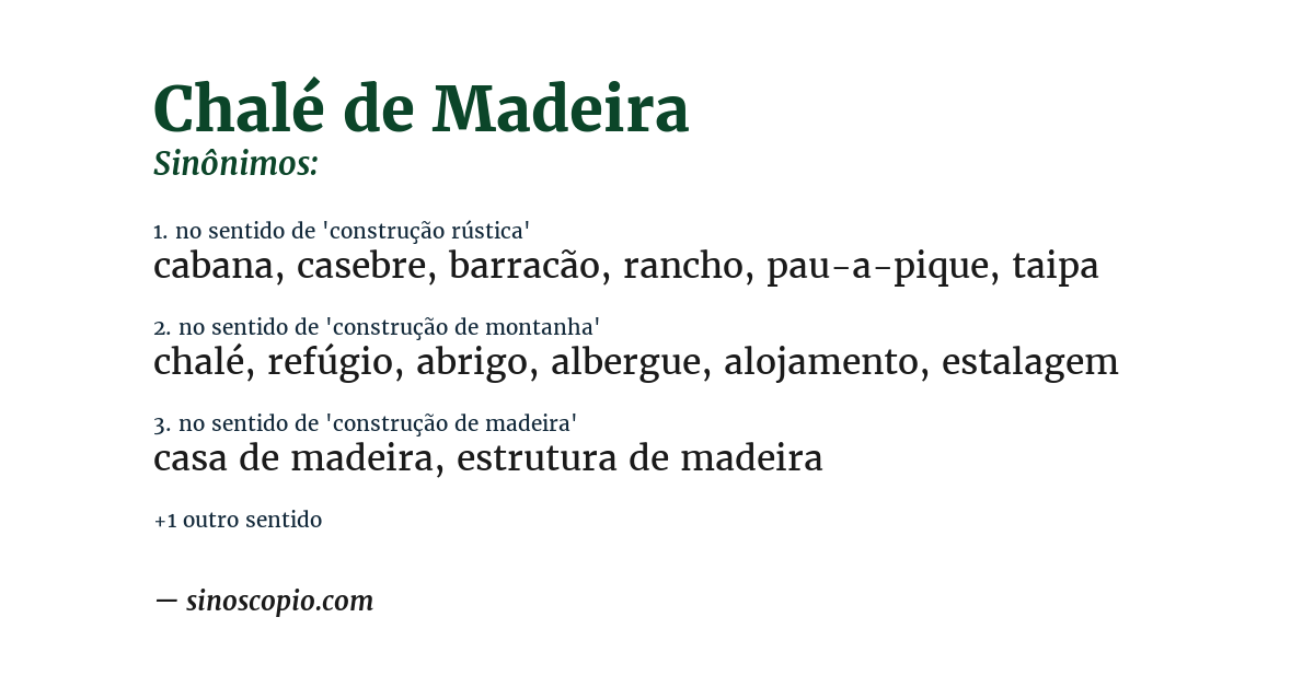 Sinônimo de chalé de madeira