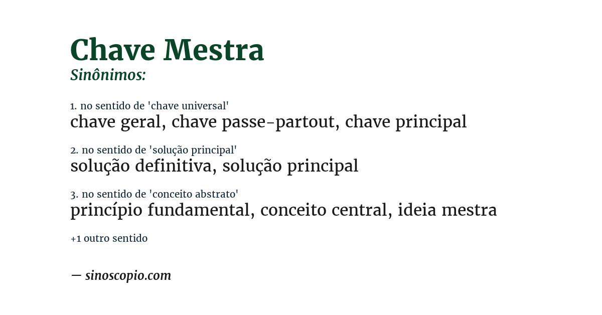 Sinônimo de chave mestra