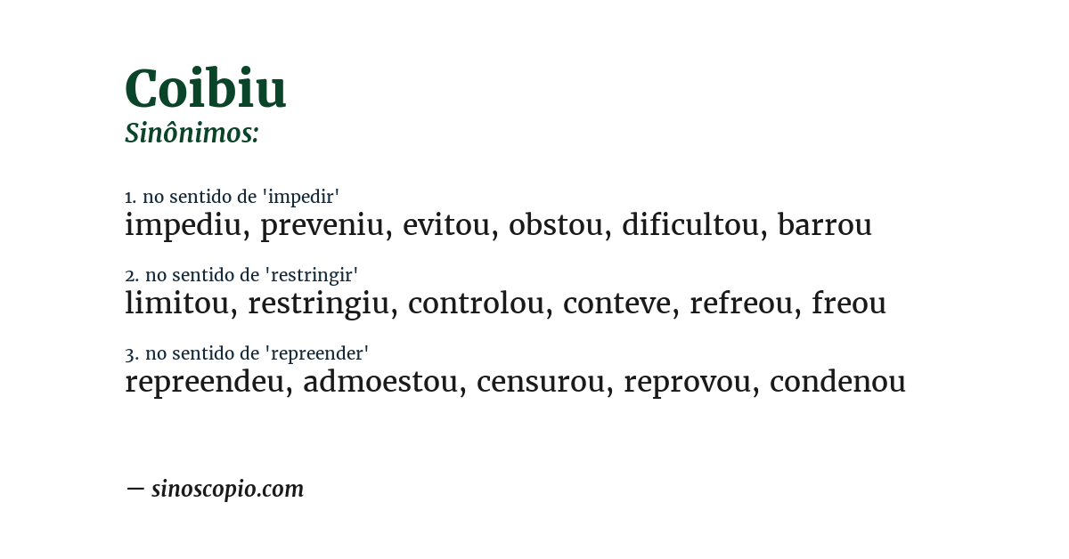 Sinônimo de coibiu