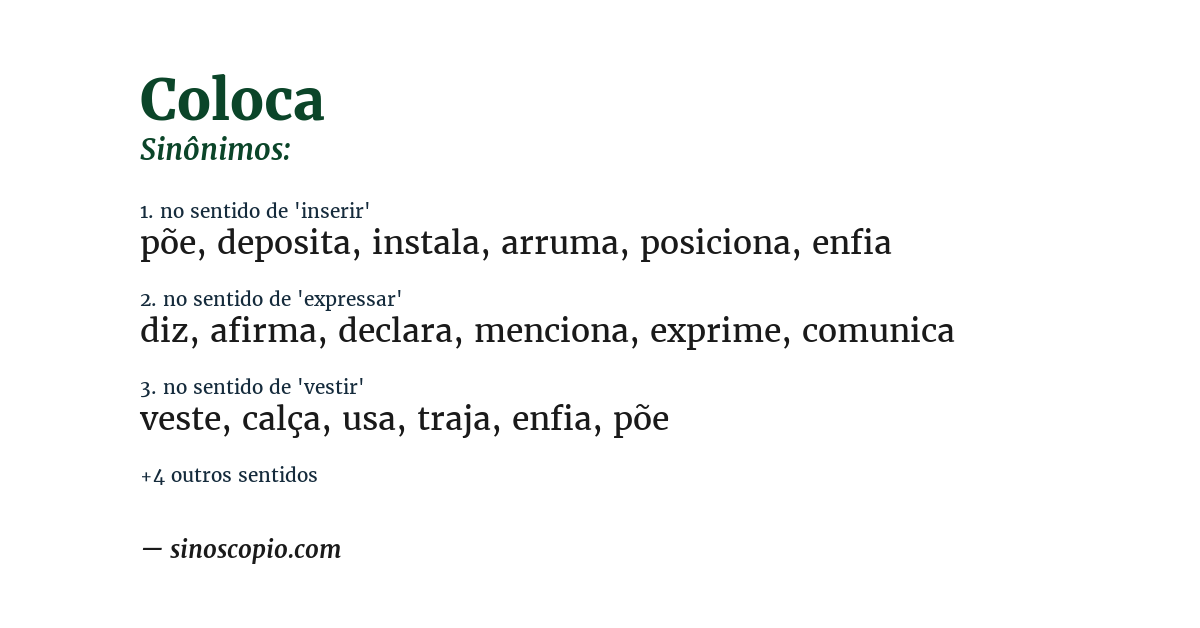Sinônimo de coloca