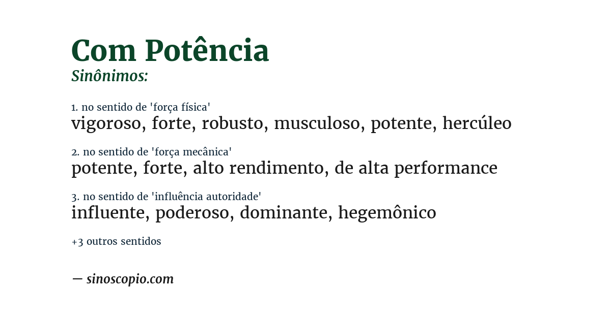 Sinônimo de com potência