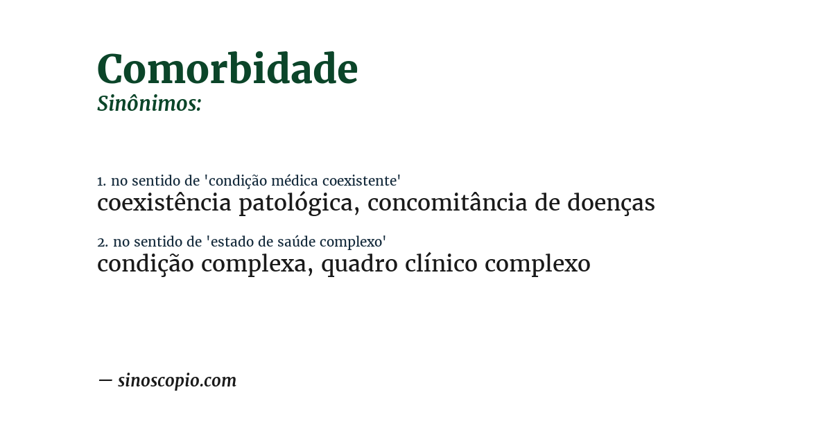 Sinônimo de comorbidade