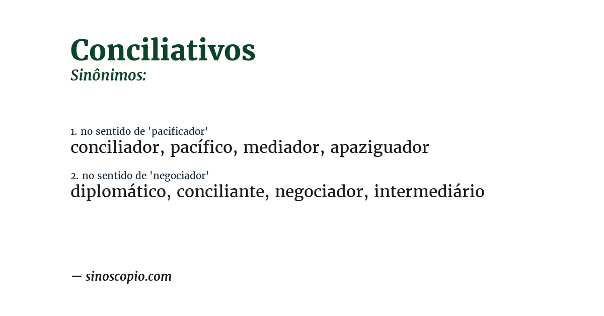 Sinônimo de conciliativos