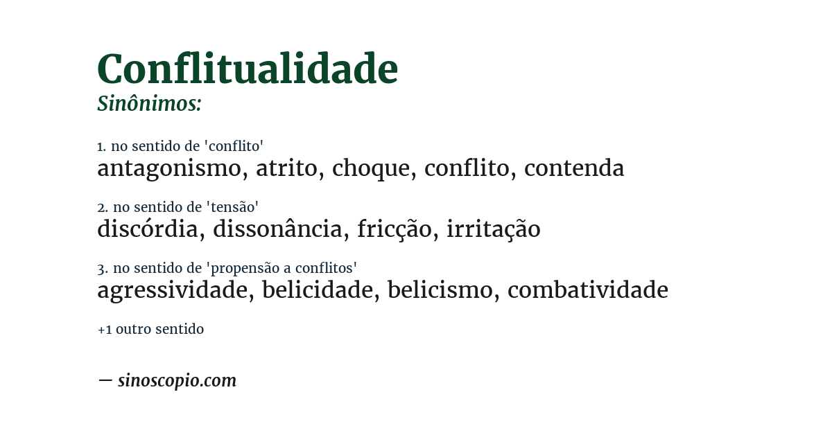 Sinônimo de conflitualidade