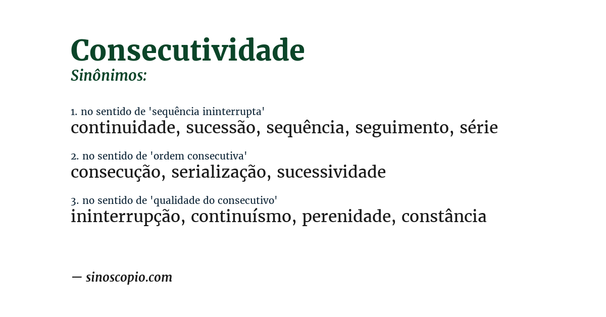 Sinônimo de consecutividade