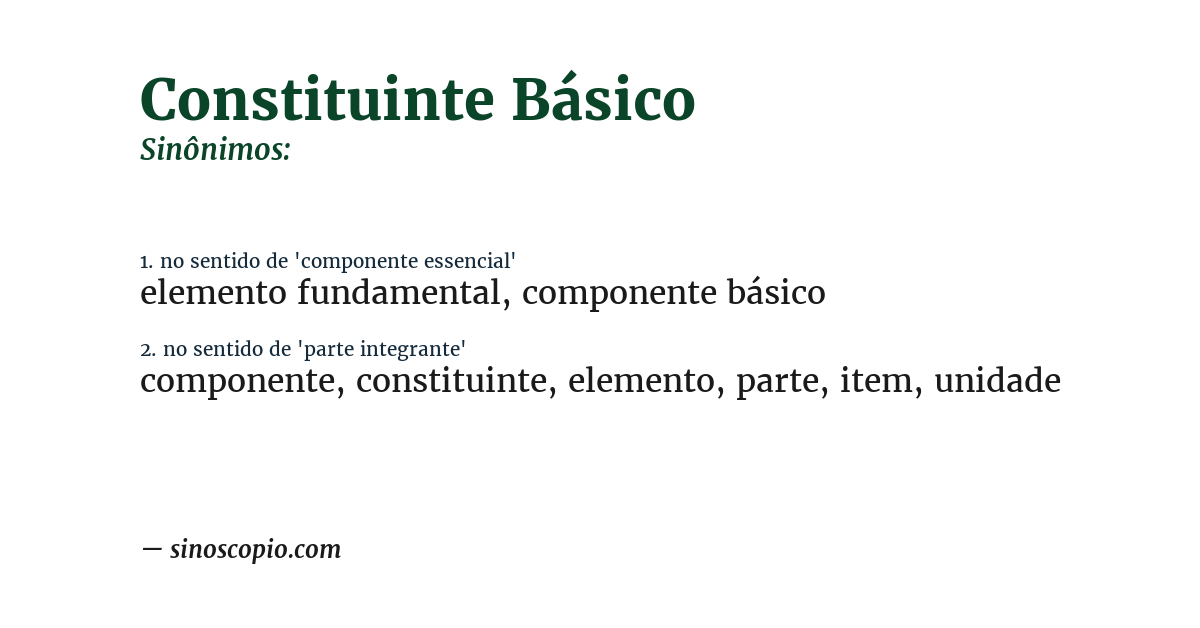 Sinônimo de constituinte básico