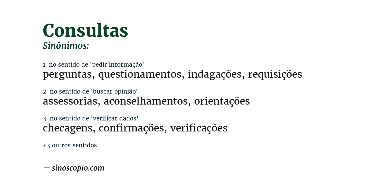 Sinônimo de consultas