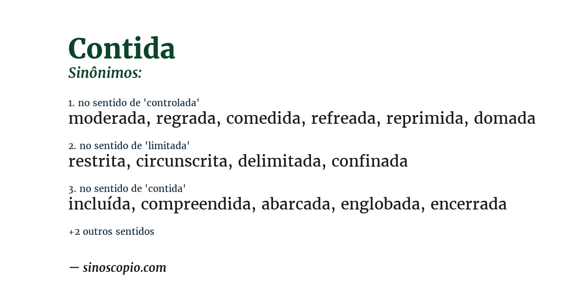 Sinônimo de contida