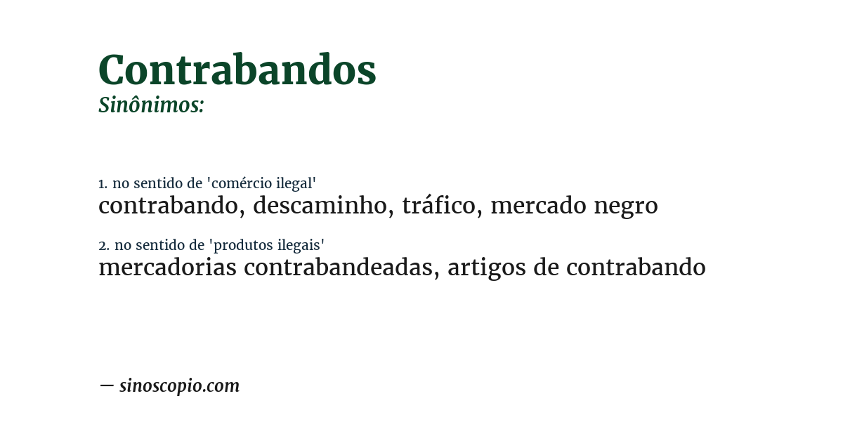 Sinônimo de contrabandos