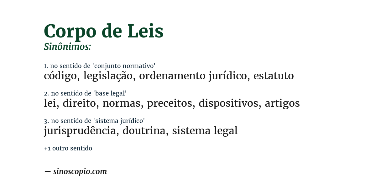 Sinônimo de corpo de leis