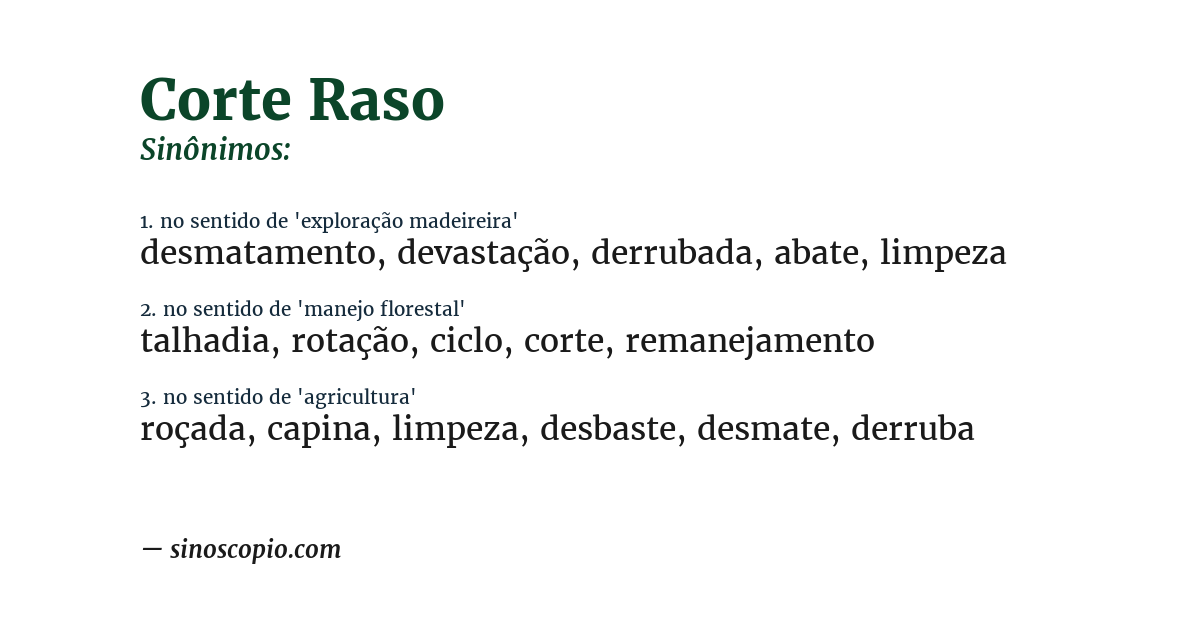 Sinônimo de corte raso