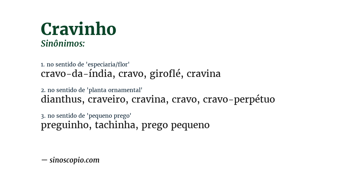 Sinônimo de cravinho