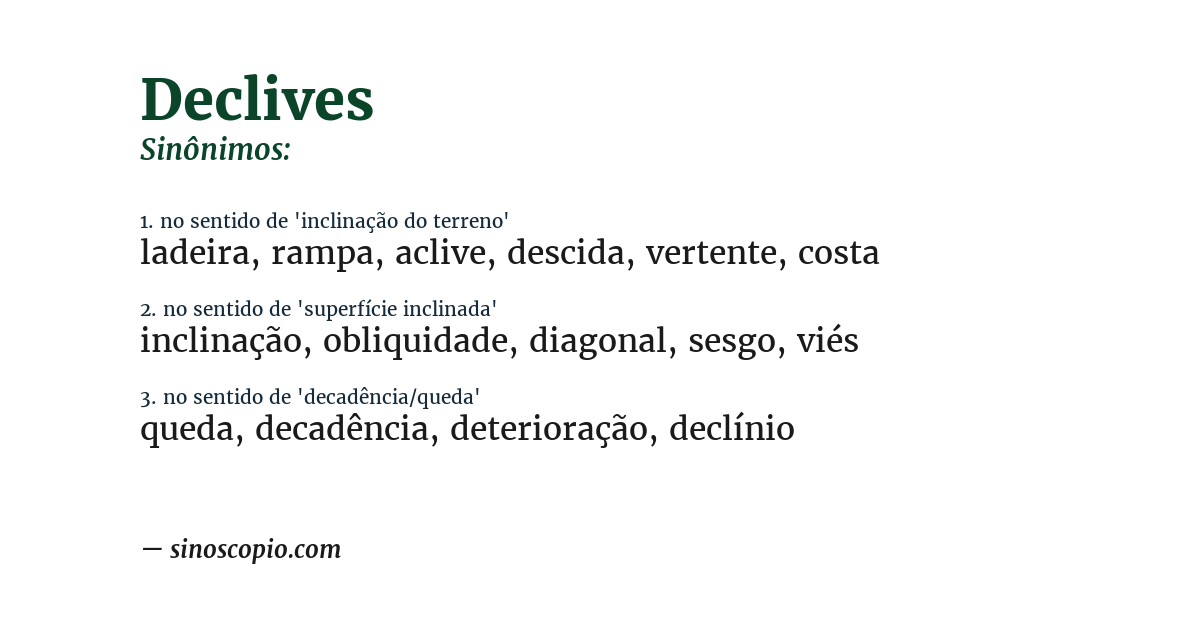 Sinônimo de declives
