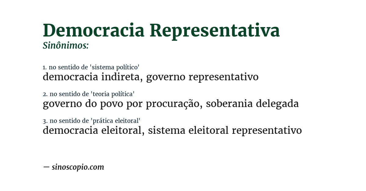 Sinônimo de democracia representativa