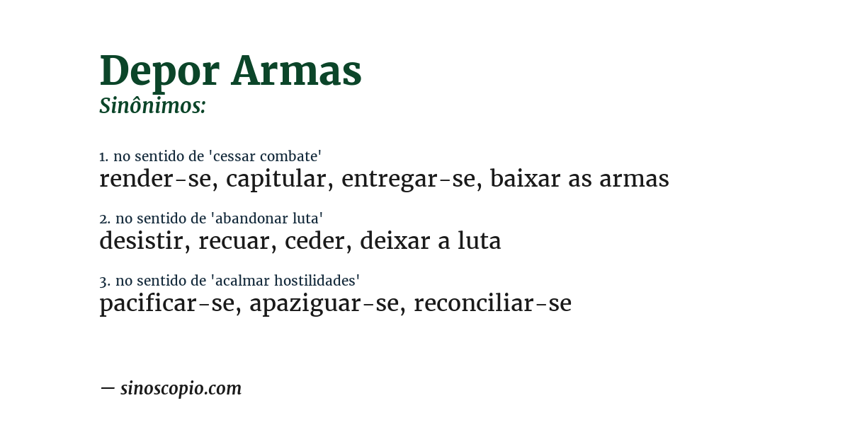 Sinônimo de depor armas