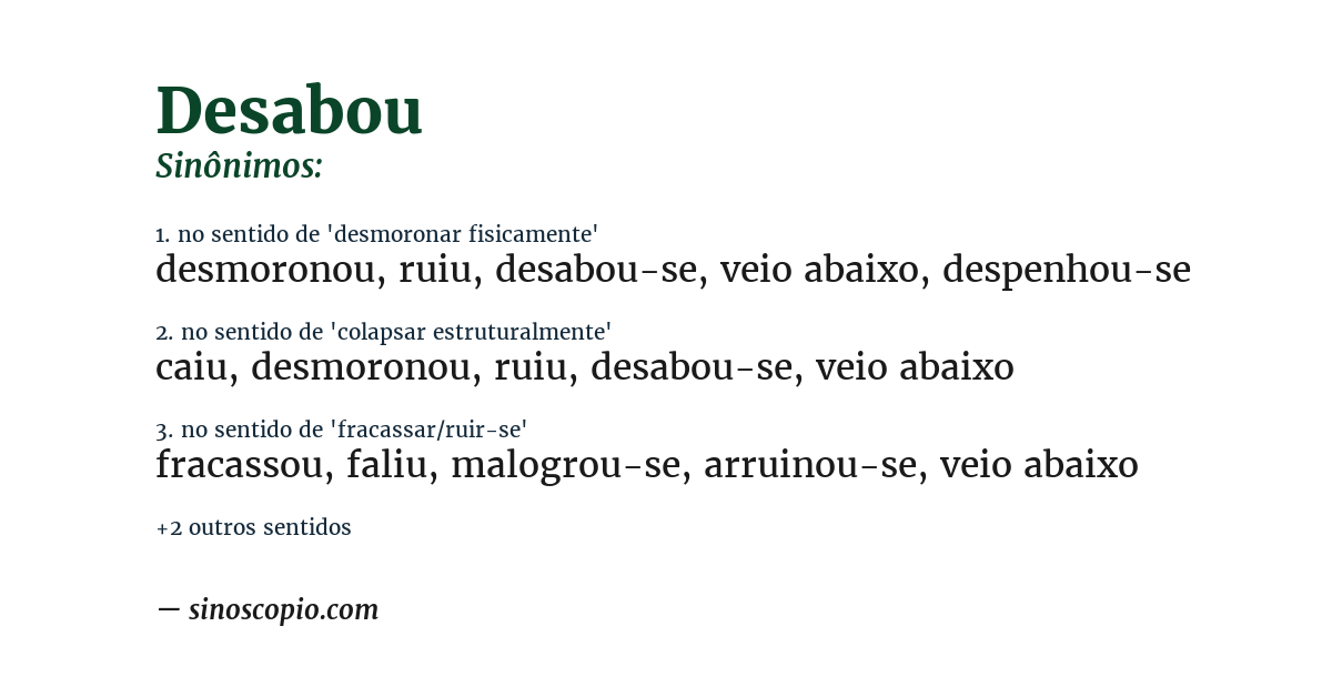 Sinônimo de desabou
