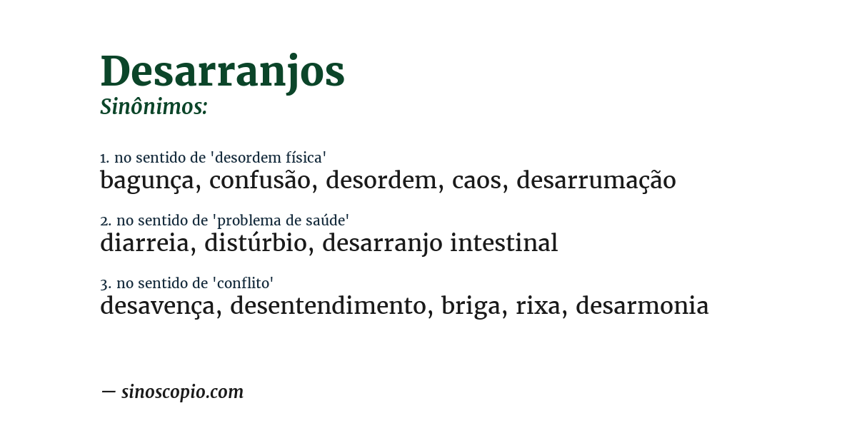 Sinônimo de desarranjos