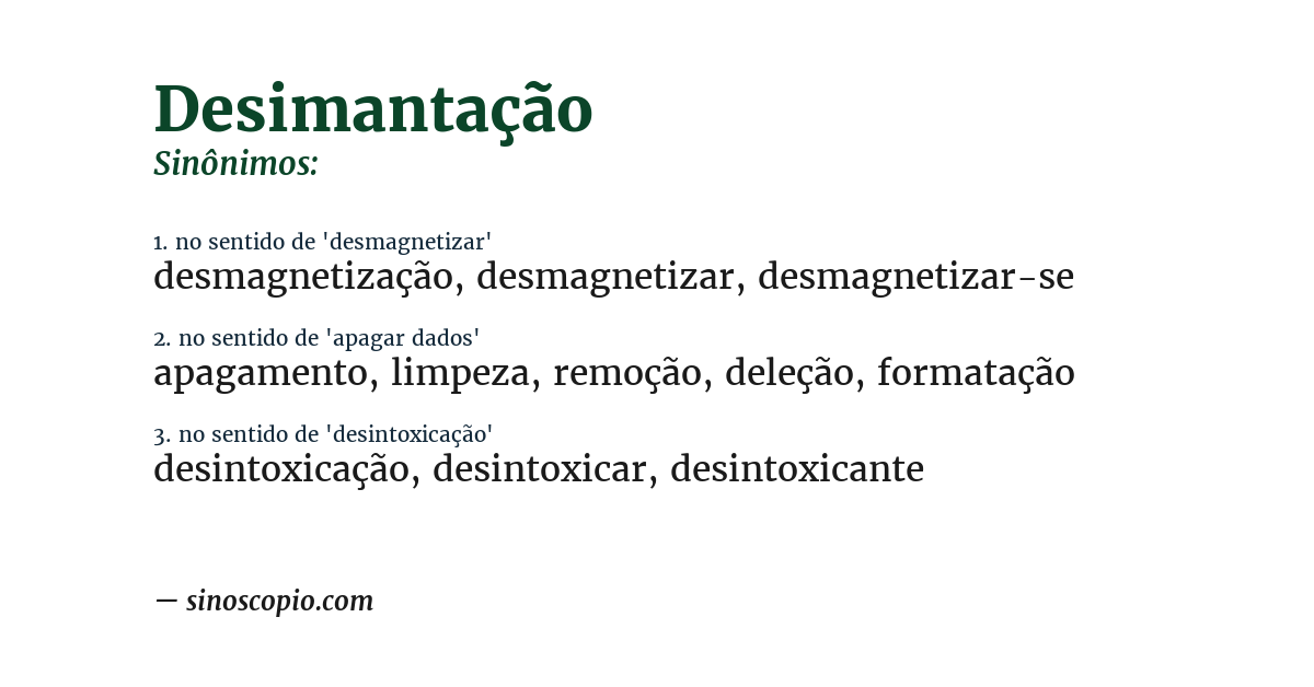 Sinônimo de desimantação