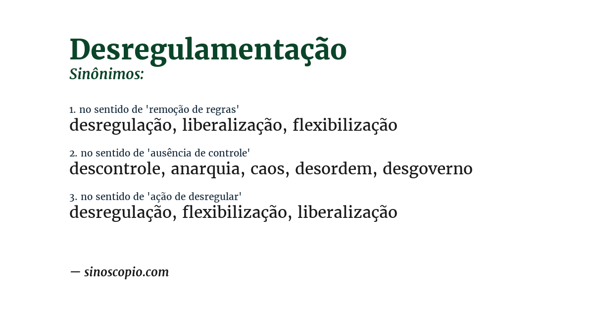 Sinônimo de desregulamentação