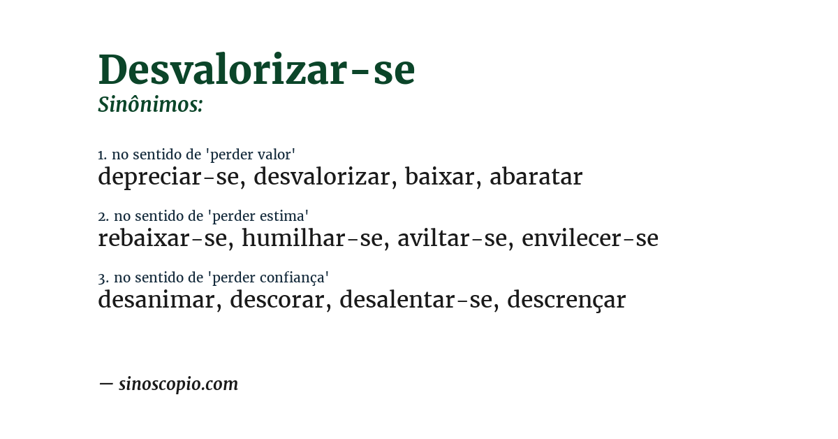 Sinônimo de desvalorizar-se