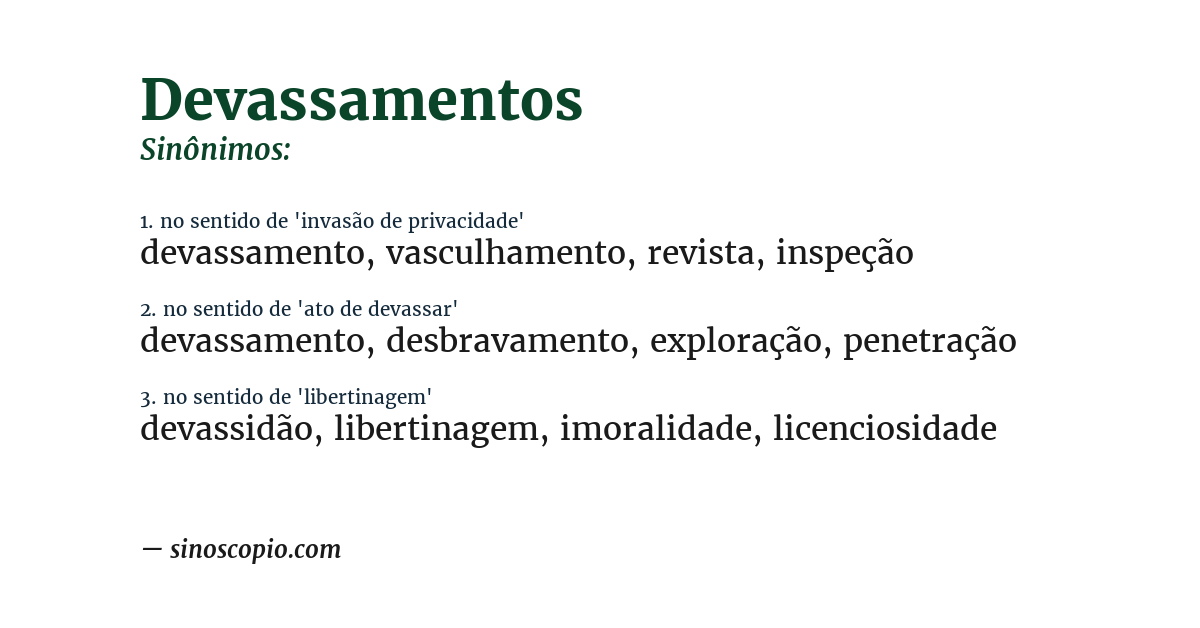 Sinônimo de devassamentos