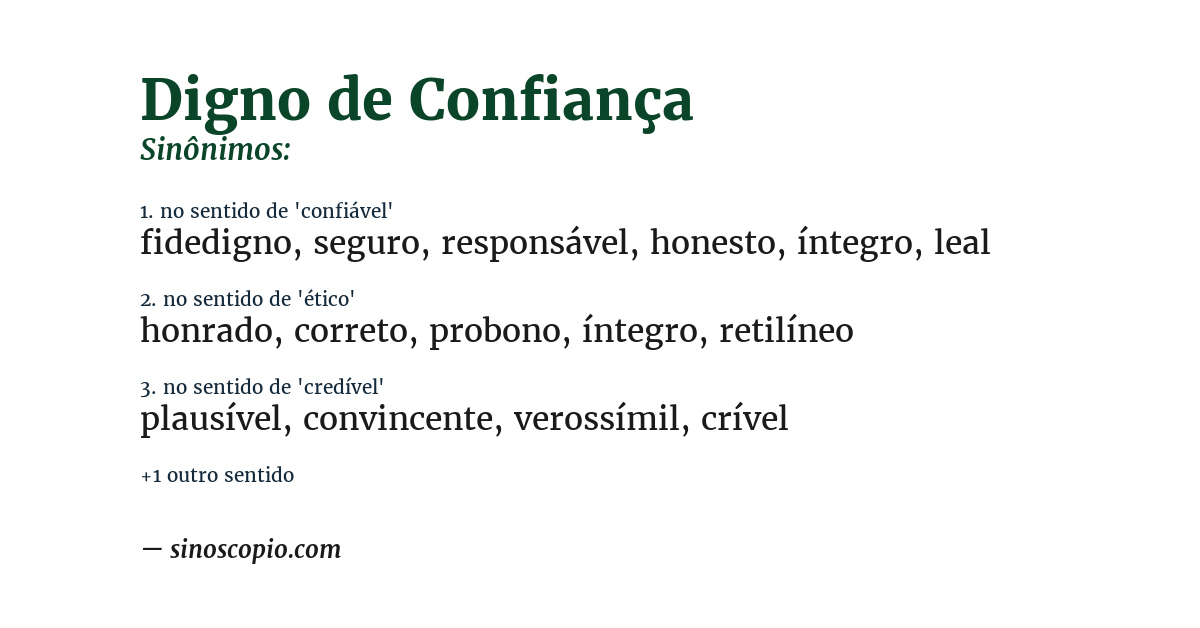 Sinônimo de digno de confiança