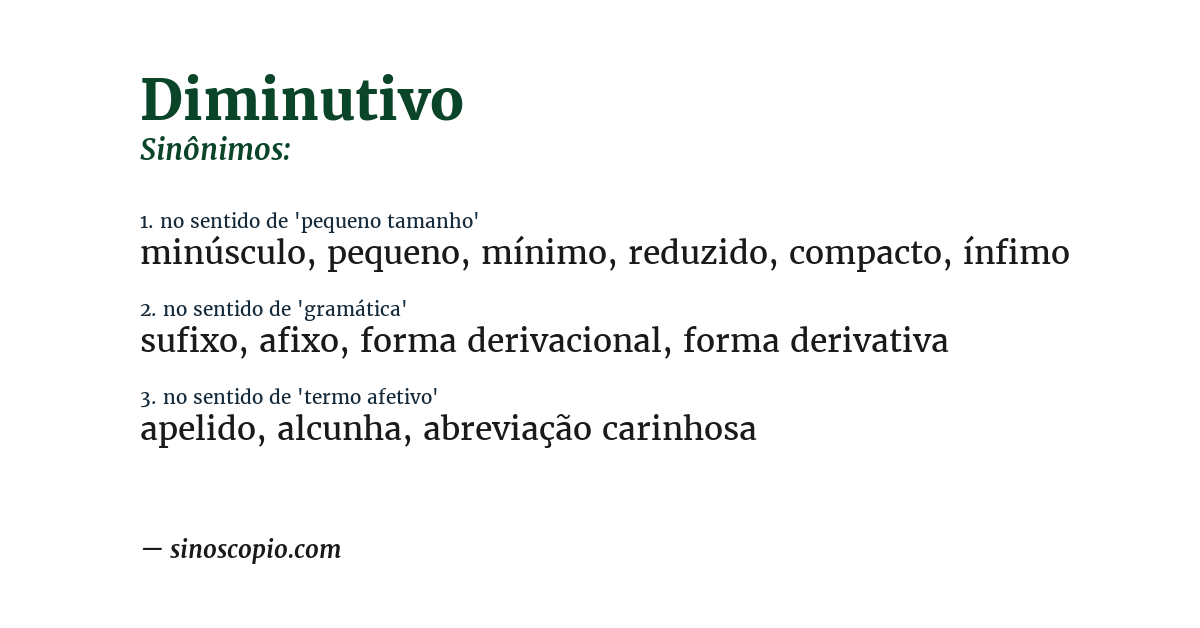 Sinônimo de diminutivo