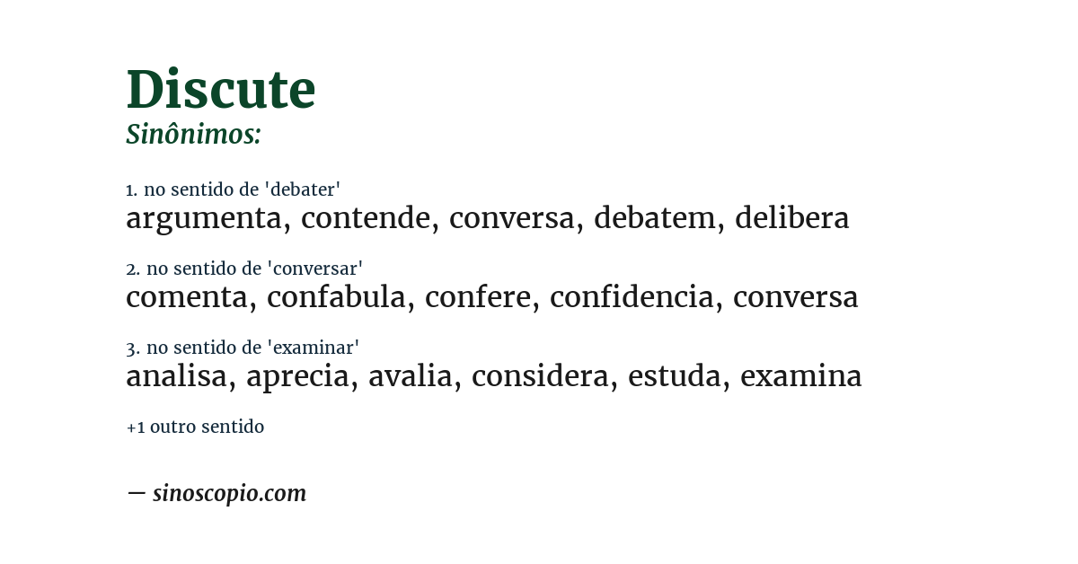 Sinônimo de discute